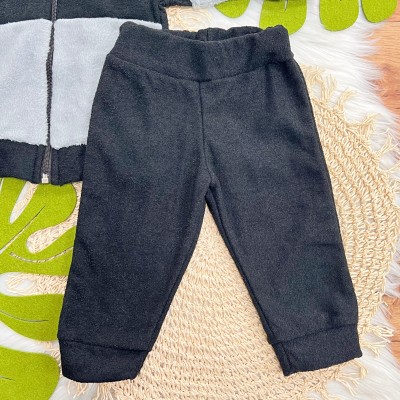 Conj. Jaqueta com Capuz Little Bear e Calça Boucle - Preto e Cinza